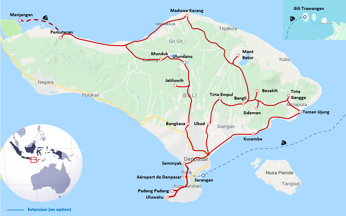 Carte Circuit Bali - Indonésie - Bali d'authentique