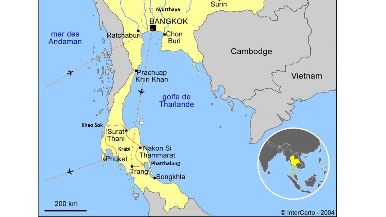 Cartes de Phuket et du sud de la Thaïlande